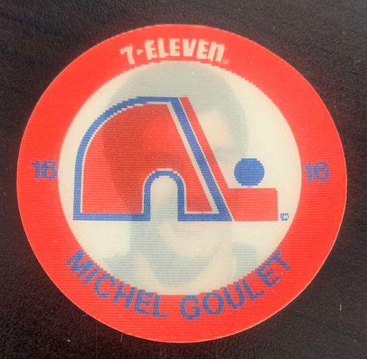 1984-85 7-Eleven Hockey Disc Michel Goulet Nordiques  V51521 Image 1