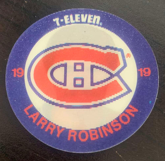 1984-85 7-Eleven Hockey Disc Larry Robinson Canadiens  V51528 Image 1