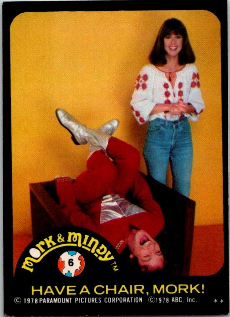 1978 Mork and Mindy Stickers #6 Have A Chair Mork  V51573 Image 1