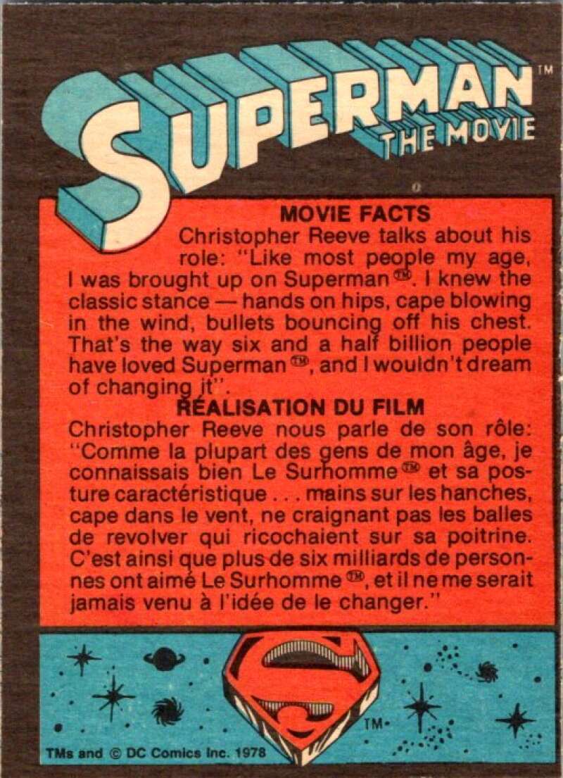 1978 OPC Superman #83 Christopher Reeve plays Superman   V52004 Image 2