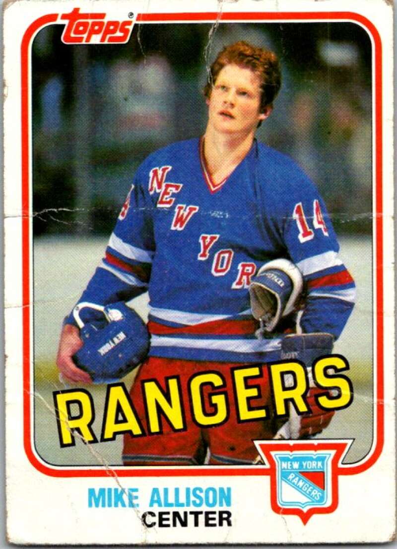 1981-82 Topps #E94 Mike Allison  RC Rookie New York Rangers  V52448 Image 1