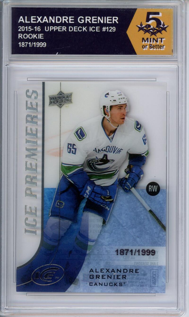 HCWPP - 2015-16 Upper Deck Ice #129 Alexandre Grenier Graded Rookie RC - 294247 Image 1