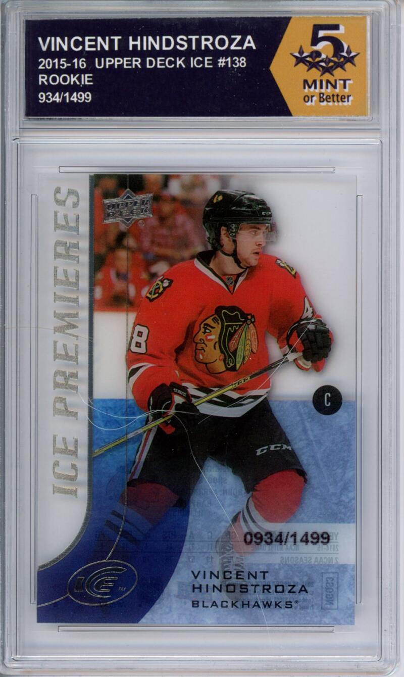 HCWPP - 2015-16 Upper Deck Ice #138 Vincent Hindstroza Graded Rookie RC - 294256 Image 1