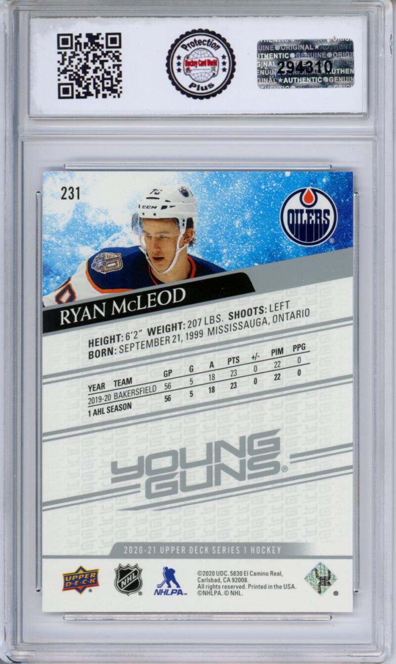 HCWPP - 2020-21 Upper Deck YG #231 Ryan McLeod Graded Rookie RC - 294310 Image 2