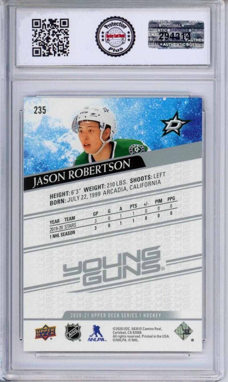 HCWPP - 2020-21 Upper Deck YG #235 Jason Robertson Graded Rookie RC - 294314 Image 2