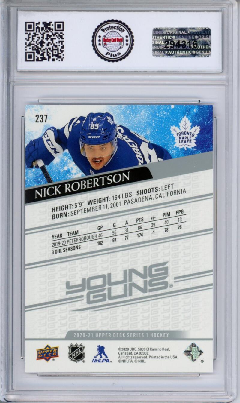 HCWPP - 2020-21 Upper Deck YG #237 Nick Robertson Graded Rookie RC - 294316 Image 2