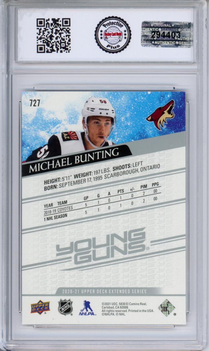 HCWPP - 2020-21 Upper Deck YG #727 Michael Bunting Graded Rookie RC - 294403 Image 2