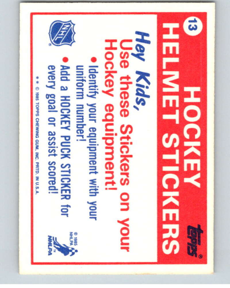 1985-86 Topps Sticker Inserts #13 Toronto Maple Leafs/15  V52773 Image 2