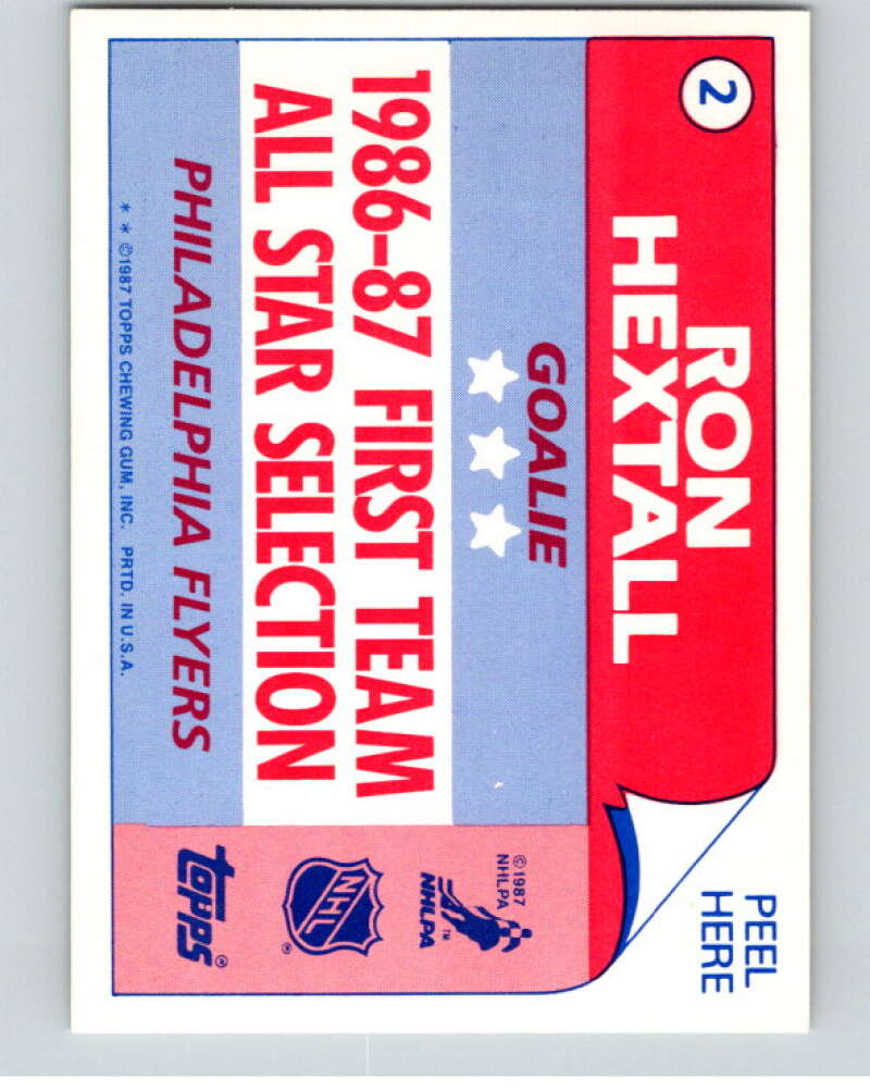 1987-88 Topps Stickers #2 Ron Hextall  Philadelphia Flyers  V52867 Image 2