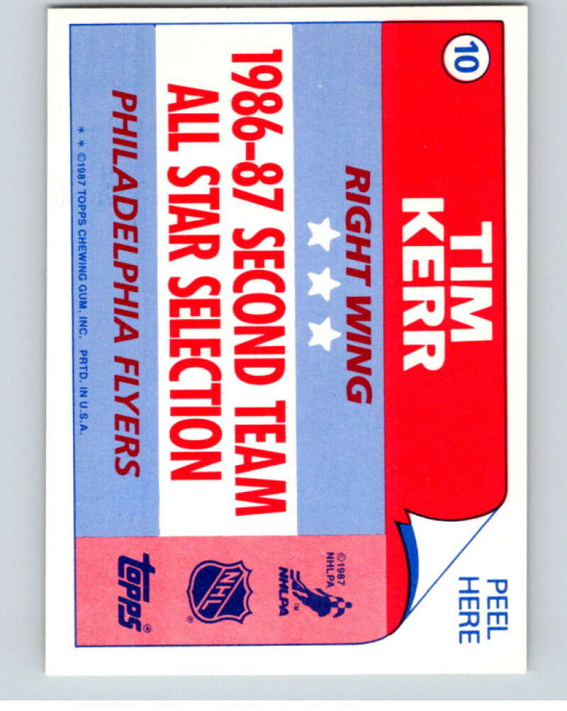 1987-88 Topps Stickers #10 Tim Kerr  Philadelphia Flyers  V52883 Image 2