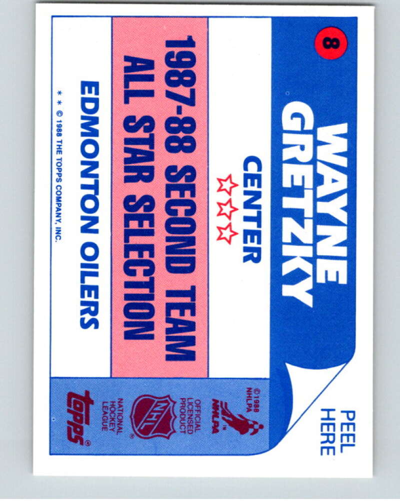 1988-89 Topps Stickers #8 Wayne Gretzky  Edmonton Oilers  V53030 Image 2