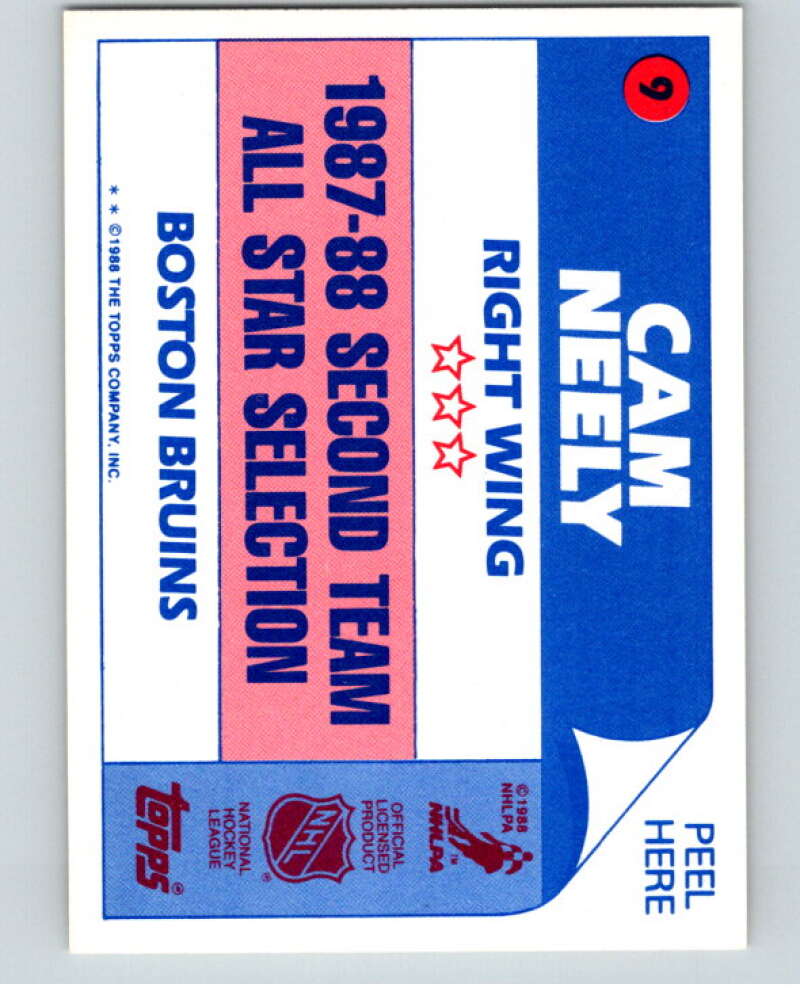 1988-89 Topps Stickers #9 Cam Neely  Boston Bruins  V53032 Image 2