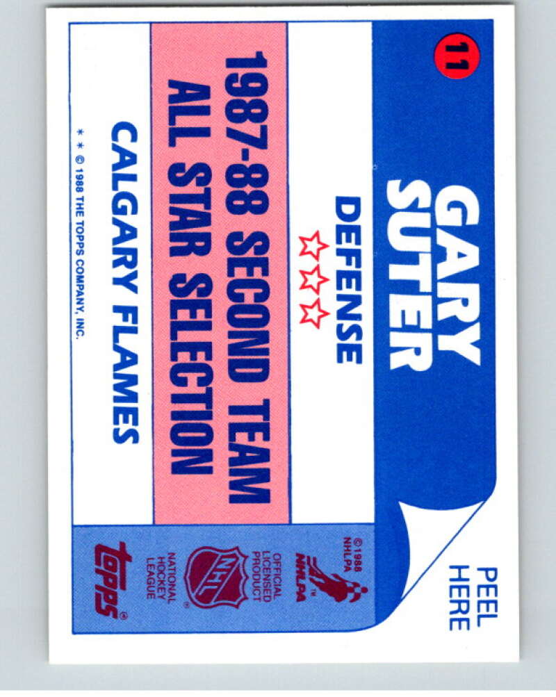 1988-89 Topps Stickers #11 Gary Suter  Calgary Flames  V53038 Image 2