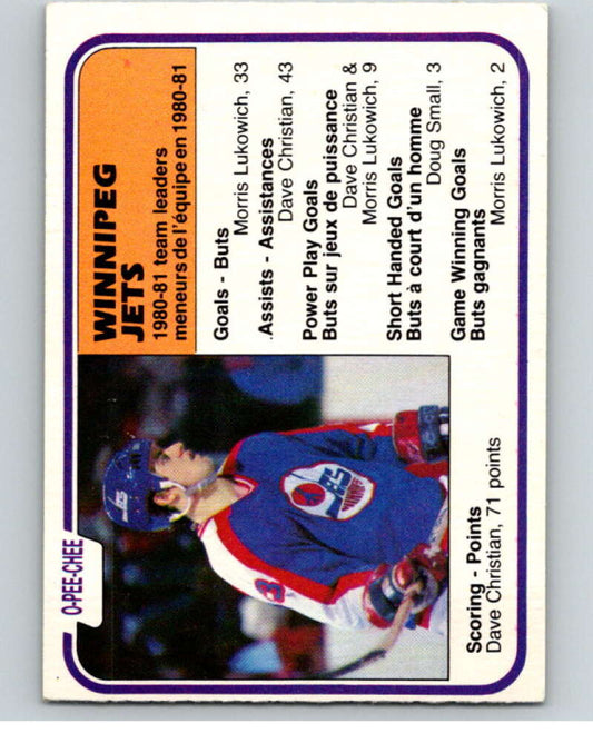 1981-82 O-Pee-Chee #378 Dave Christian TL  Winnipeg Jets  V53071 Image 1