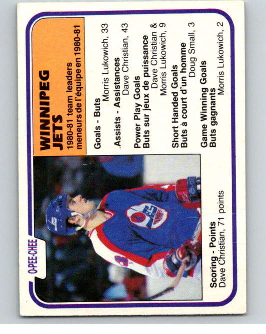 1981-82 O-Pee-Chee #378 Dave Christian TL  Winnipeg Jets  V53076 Image 1