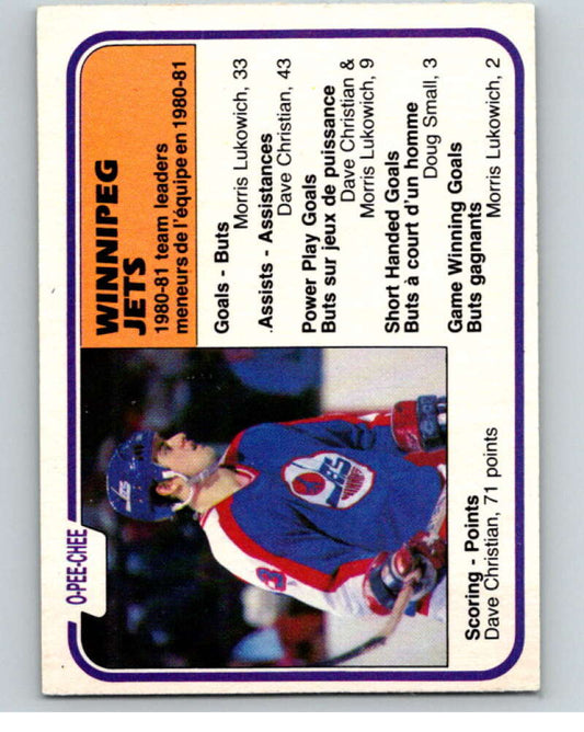 1981-82 O-Pee-Chee #378 Dave Christian TL  Winnipeg Jets  V53078 Image 1