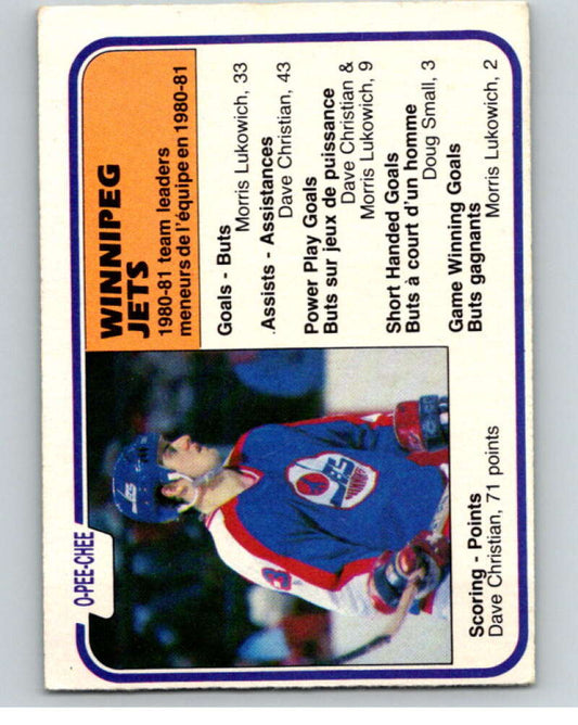1981-82 O-Pee-Chee #378 Dave Christian TL  Winnipeg Jets  V53080 Image 1