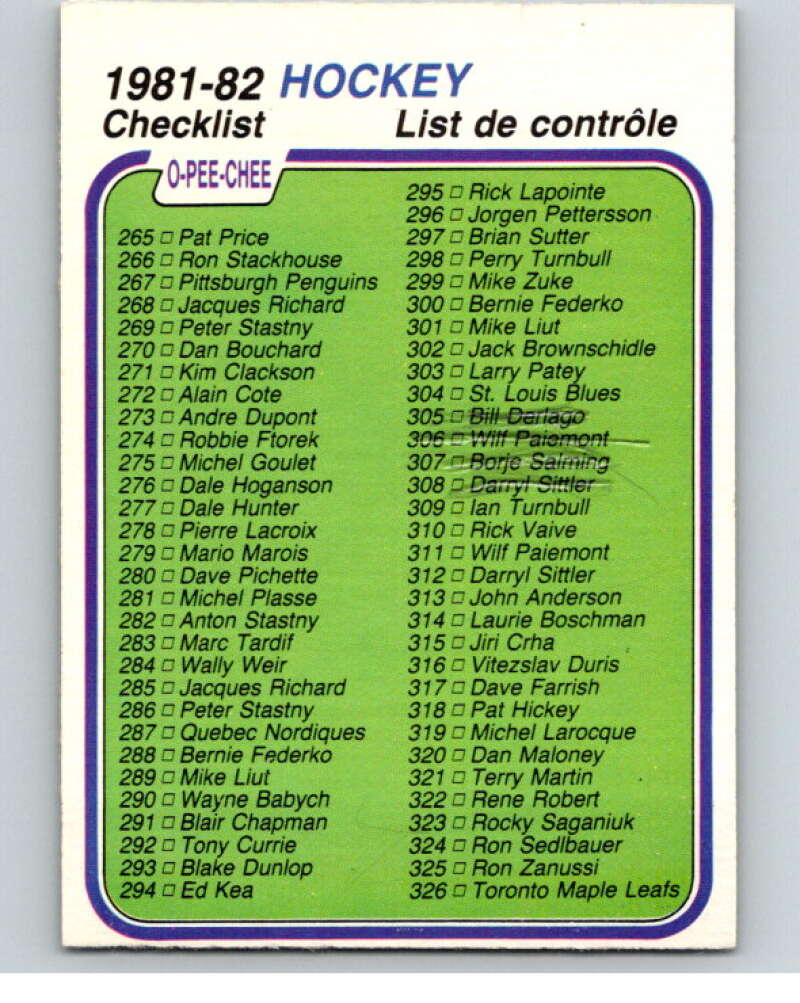 1981-82 O-Pee-Chee #381 Checklist   V53086 Image 1