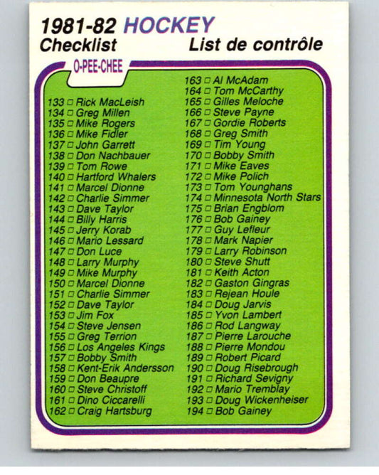 1981-82 O-Pee-Chee #380 Checklist   V53091 Image 1