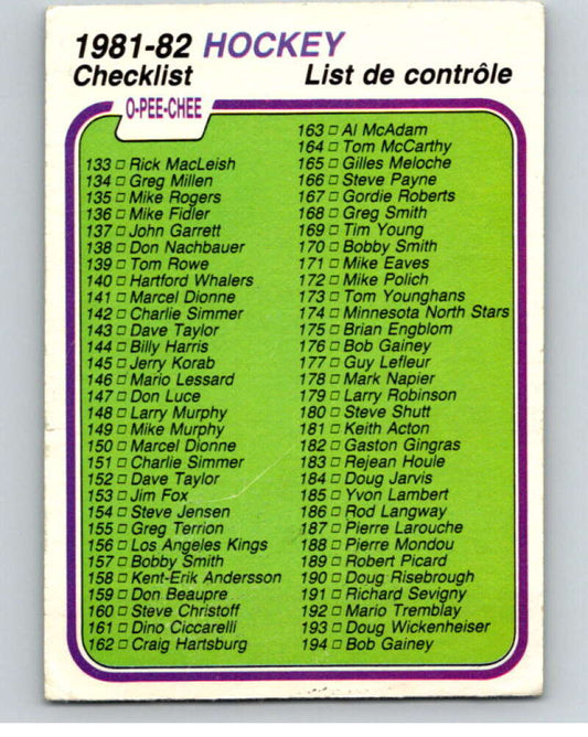 1981-82 O-Pee-Chee #380 Checklist   V53092 Image 1