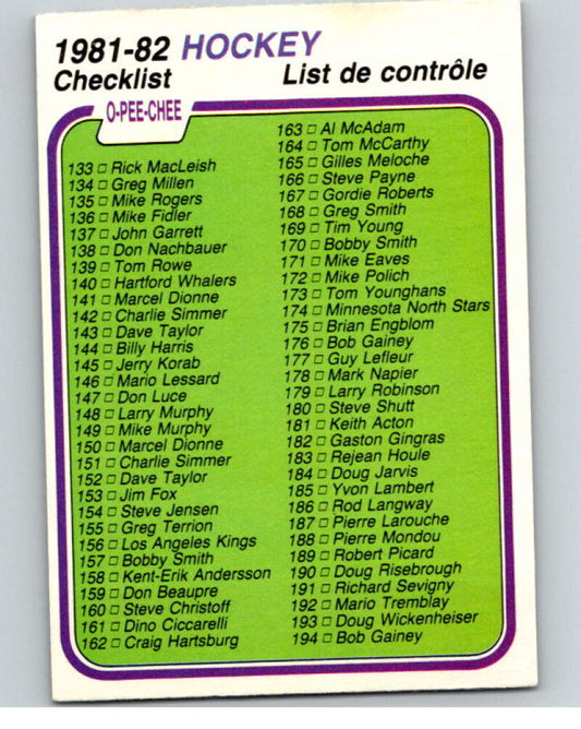 1981-82 O-Pee-Chee #380 Checklist   V53094 Image 1