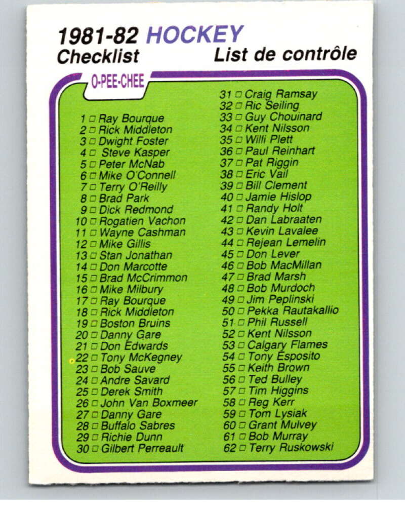 1981-82 O-Pee-Chee #379 Checklist   V53100 Image 1