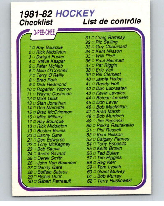 1981-82 O-Pee-Chee #379 Checklist   V53101 Image 1