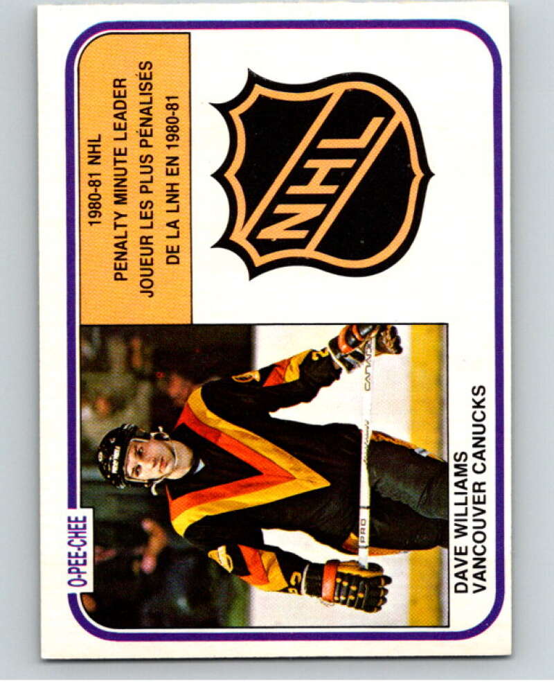 1981-82 O-Pee-Chee #385 Tiger Williams LL  Vancouver Canucks  V53117 Image 1