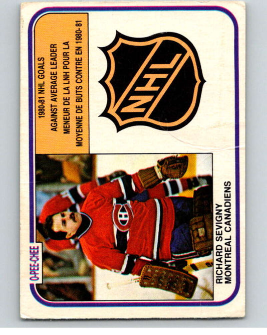 1981-82 O-Pee-Chee #387 Richard Sevigny LL  Montreal Canadiens  V53130 Image 1