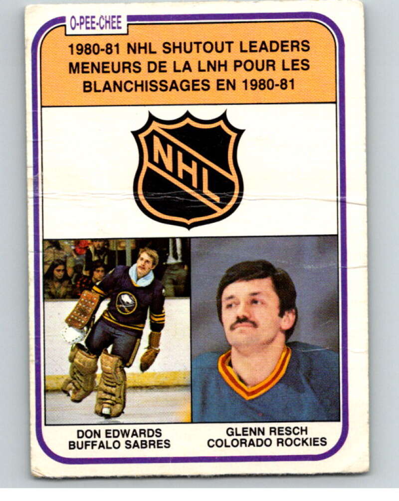 1981-82 O-Pee-Chee #389 Don Edwards/Glenn Resch LL   V53156 Image 1