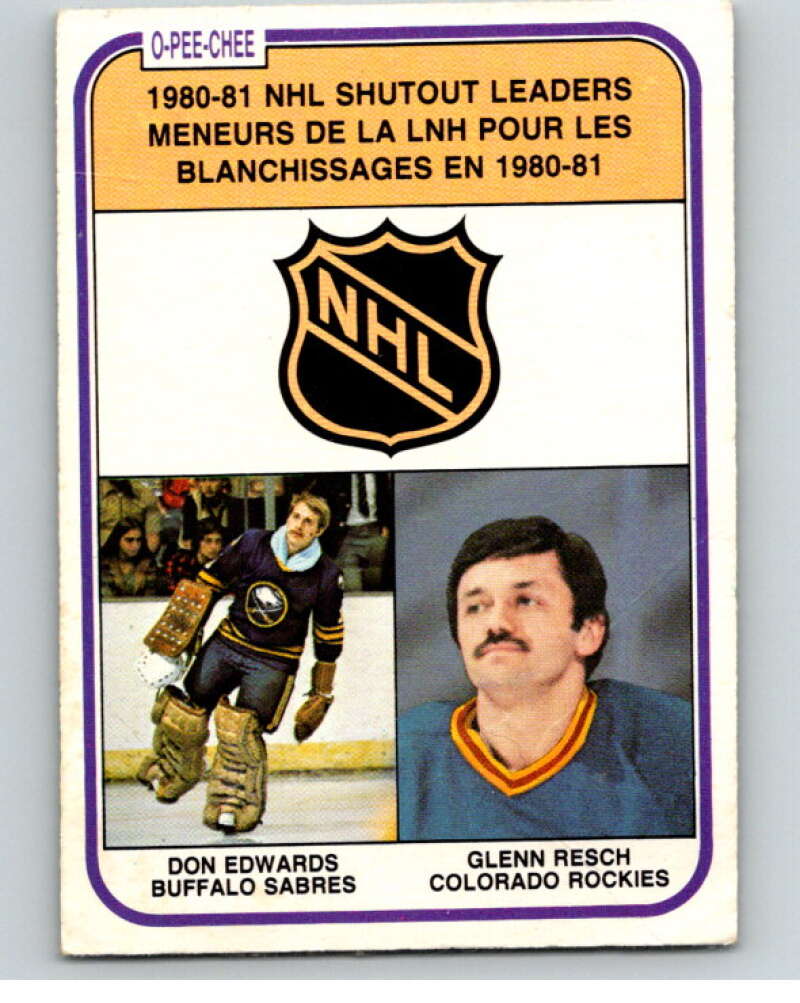 1981-82 O-Pee-Chee #389 Don Edwards/Glenn Resch LL   V53158 Image 1