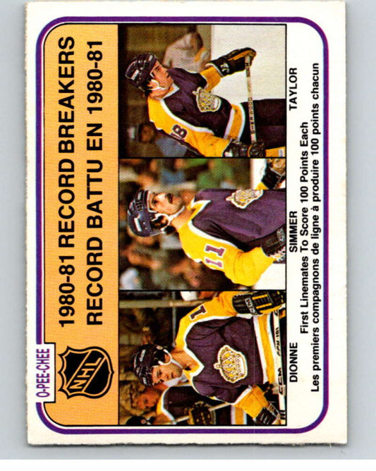 1981-82 O-Pee-Chee #391 Taylor/ Dionne/Simmer RB  Kings  V53169 Image 1
