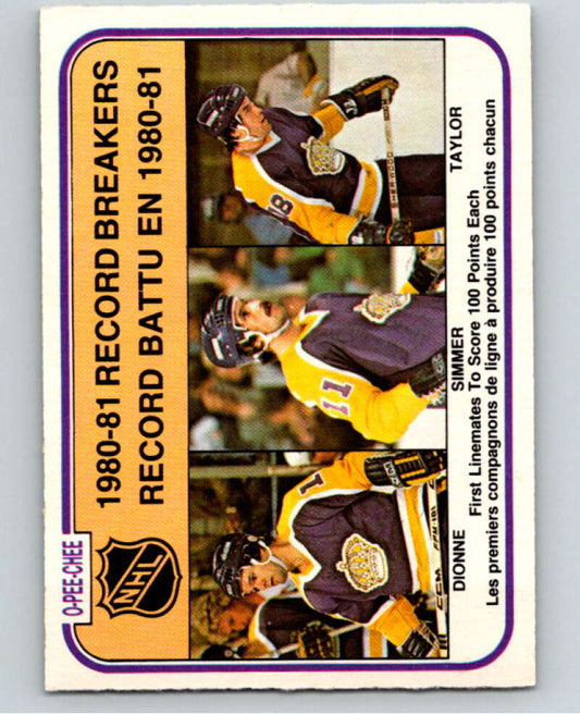 1981-82 O-Pee-Chee #391 Taylor/ Dionne/Simmer RB  Kings  V53170 Image 1