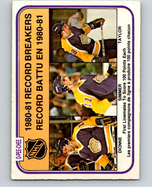 1981-82 O-Pee-Chee #391 Taylor/ Dionne/Simmer RB  Kings  V53173 Image 1