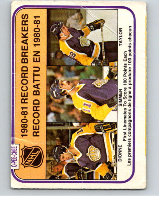 1981-82 O-Pee-Chee #391 Taylor/ Dionne/Simmer RB  Kings  V53176 Image 1