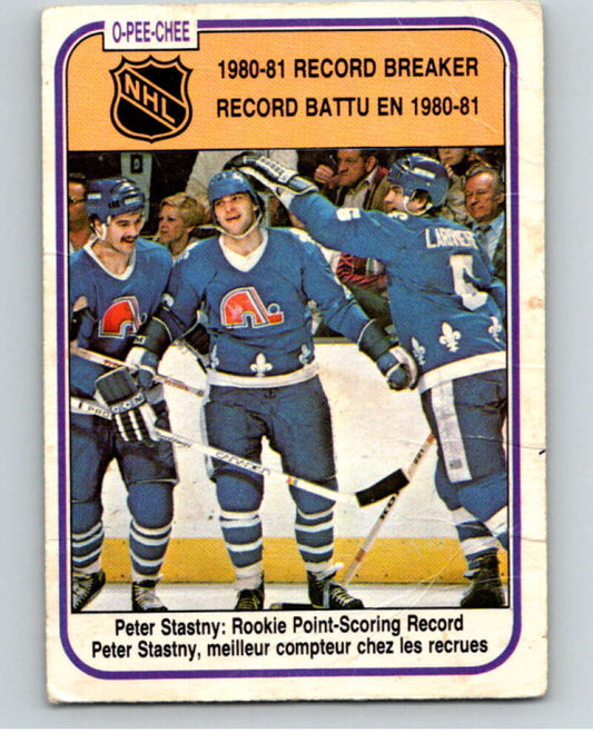 1981-82 O-Pee-Chee #395 Peter Stastny RB  Quebec Nordiques  V53196 Image 1