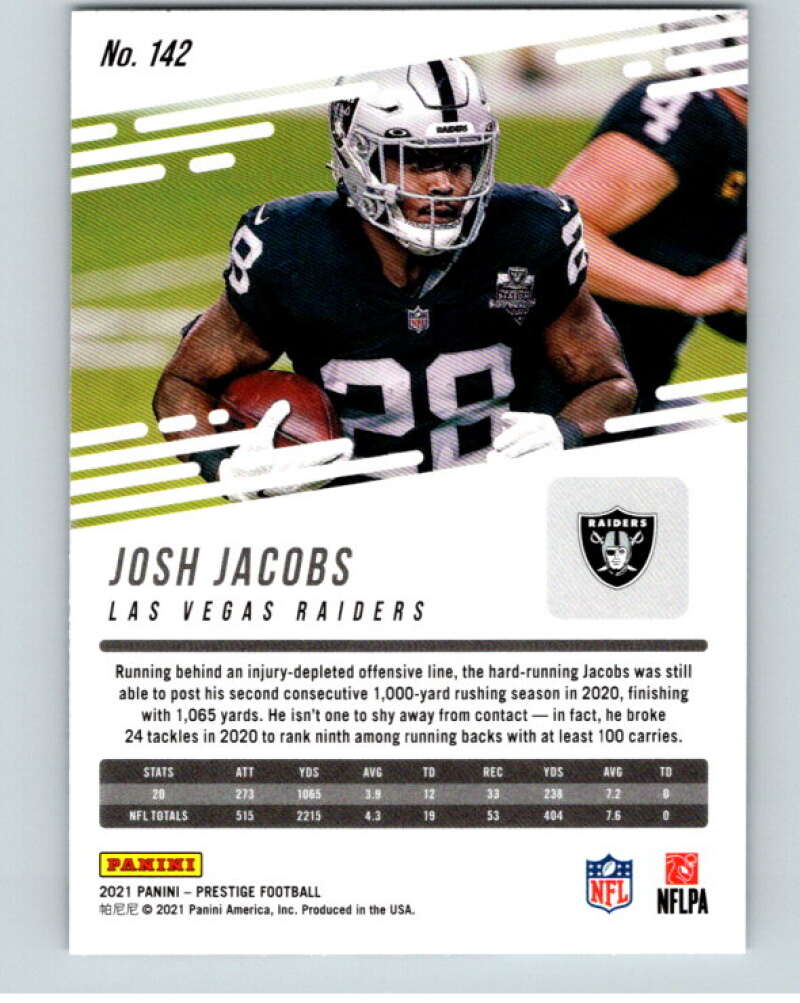 2021 Panini Prestige #142 Josh Jacobs  Las Vegas Raiders  V53237 Image 2