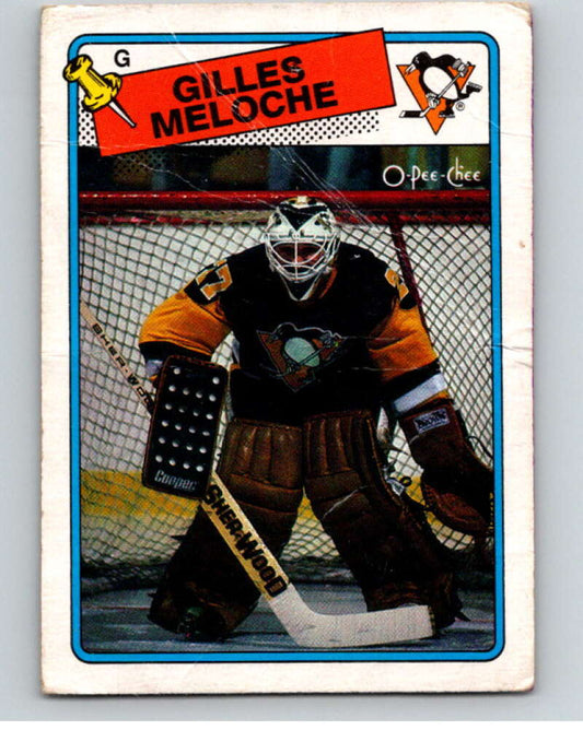 1988-89 O-Pee-Chee #8 Gilles Meloche  Pittsburgh Penguins  V53313 Image 1