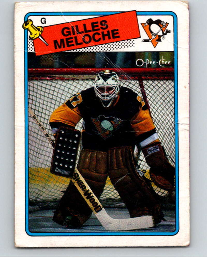 1988-89 O-Pee-Chee #8 Gilles Meloche  Pittsburgh Penguins  V53313 Image 1