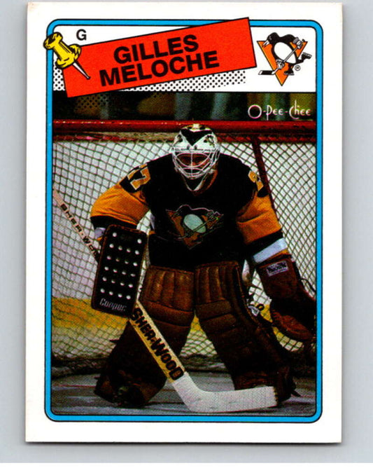 1988-89 O-Pee-Chee #8 Gilles Meloche  Pittsburgh Penguins  V53314 Image 1