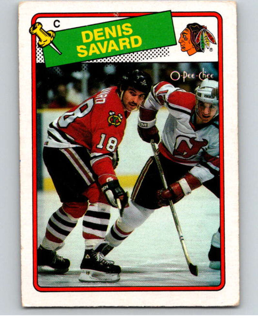 1988-89 O-Pee-Chee #26 Denis Savard  Chicago Blackhawks  V53347 Image 1