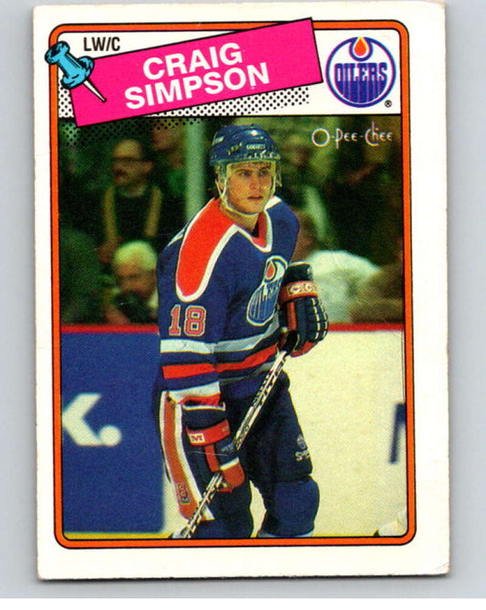 1988-89 O-Pee-Chee #27 Craig Simpson  Edmonton Oilers  V53348 Image 1