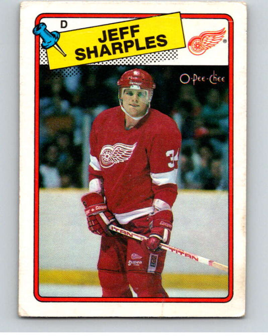 1988-89 O-Pee-Chee #48 Jeff Sharples  RC Rookie Detroit Red Wings  V53385 Image 1