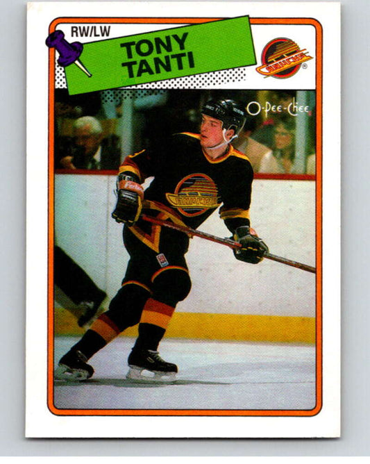 1988-89 O-Pee-Chee #82 Tony Tanti  Vancouver Canucks  V53453 Image 1