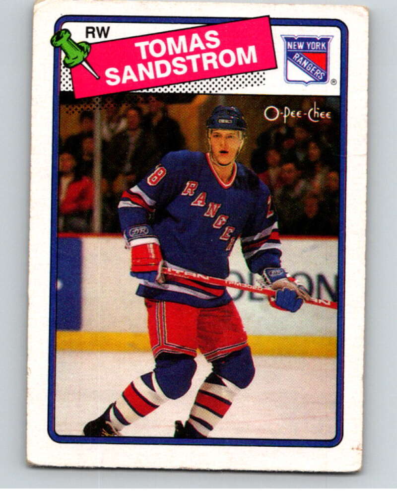 1988-89 O-Pee-Chee #121 Tomas Sandstrom  New York Rangers  V53521 Image 1