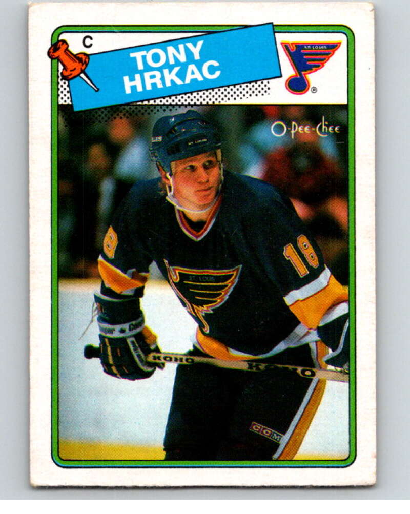 1988-89 O-Pee-Chee #129 Tony Hrkac  RC Rookie St. Louis Blues  V53534 Image 1