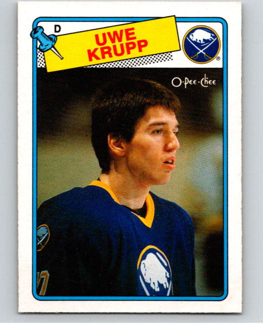 1988-89 O-Pee-Chee #220 Uwe Krupp  RC Rookie Buffalo Sabres  V53695 Image 1