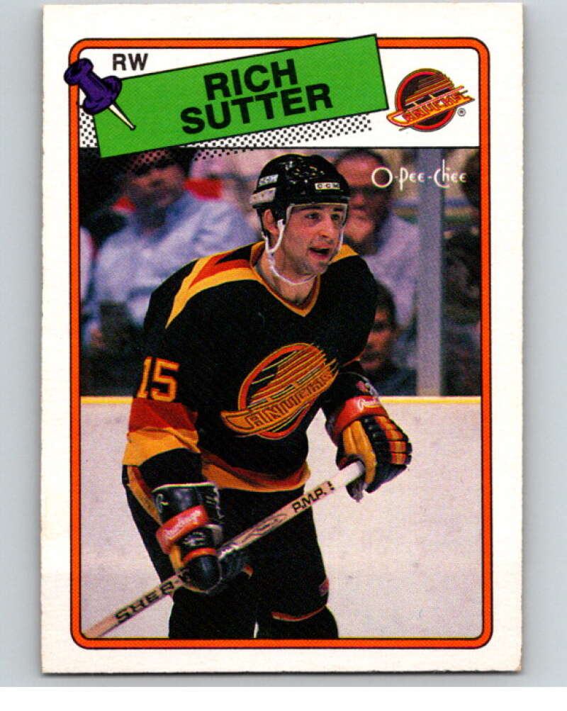 1988-89 O-Pee-Chee #255 Rich Sutter  Vancouver Canucks  V53959 Image 1