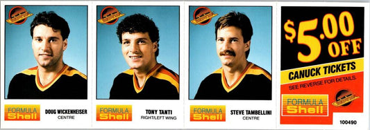 1987-88 Formula Shell Uncut Sheet Vancouver Canucks - Which-Tanti-Tambellini -22 Image 1