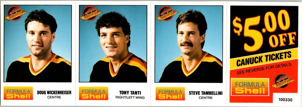 1987-88 Formula Shell Uncut Sheet Vancouver Canucks - Which-Tanti-Tambellini -24 Image 1